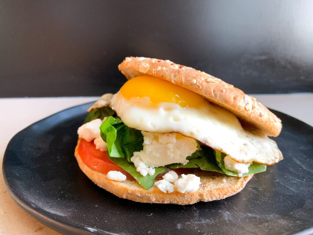plated Mediterranean breakfast sandwich